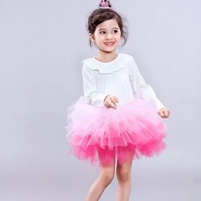 Toddler Girl Ballet Dancing Tutu Poncho Pleated Skirt Costume Solid Color