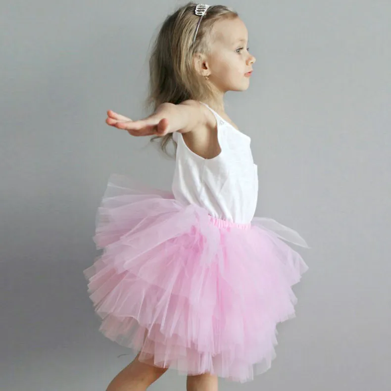 Toddler Girl Ballet Dancing Tutu Poncho Pleated Skirt Costume Solid Color