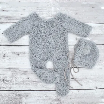 Newborn Baby Bear Photography Clothing Plush Jumpsuit Neutral Acrylic Woolen