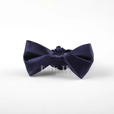 Vintage Solid Color Burgundy Black Navy Blue Satin Men Bow Tie