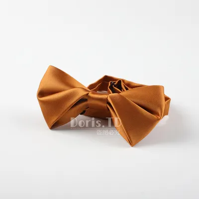 Vintage Solid Color Burgundy Black Navy Blue Satin Men Bow Tie
