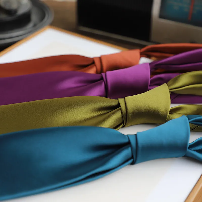 8cm Solid Color Black Burgundy Navy Blue White Basic Men's Tie