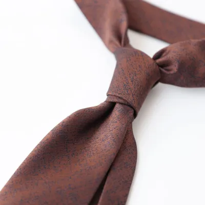 Men Retro 8cm Solid Color Brown Dark Pattern Polyester Dress Tie