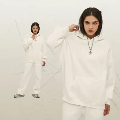 Men Fashion Loose Solid Color Fleece-Lined Pullover Hoodies