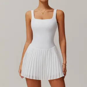 Women Tennis Sports Dress with Four-Sided Elastic Fabric and Cloud Sense Fabric