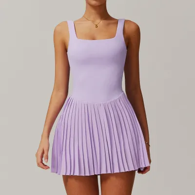 Women Tennis Sports Dress with Four-Sided Elastic Fabric and Cloud Sense Fabric
