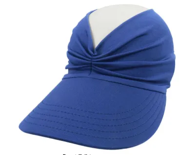 Women Fashion Casual Solid Color Pleated Beach Sports Sun Hat