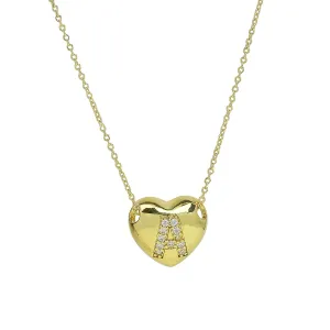 Women's Fashion Heart-Shaped Rhinestone 26 Alphabet Pendant Necklace