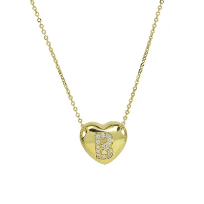 Women's Fashion Heart-Shaped Rhinestone 26 Alphabet Pendant Necklace