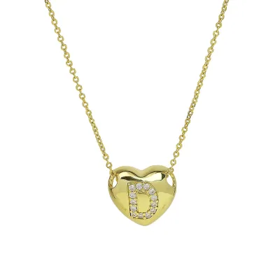 Women's Fashion Heart-Shaped Rhinestone 26 Alphabet Pendant Necklace