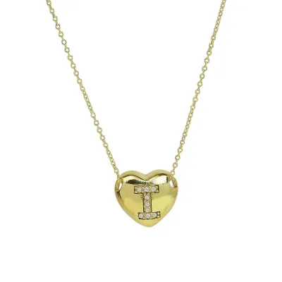 Women's Fashion Heart-Shaped Rhinestone 26 Alphabet Pendant Necklace