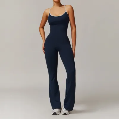 Women Yoga Backless Sports Jumpsuit - Nylon Spandex Tight Fit