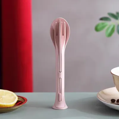 Fashion Solid Color Wheat Straw Three-In-One Knife Fork Spoon Set
