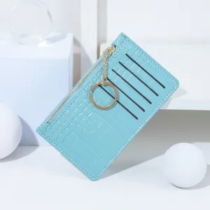 Women Fashion Crocodile Pattern Multi-Card Zipper Wallet