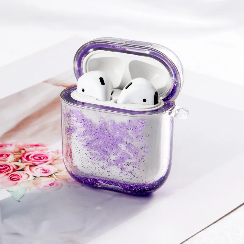 Fashion Creative Solid Color Sequins Glitter Earphone Protective Cover for Airpods