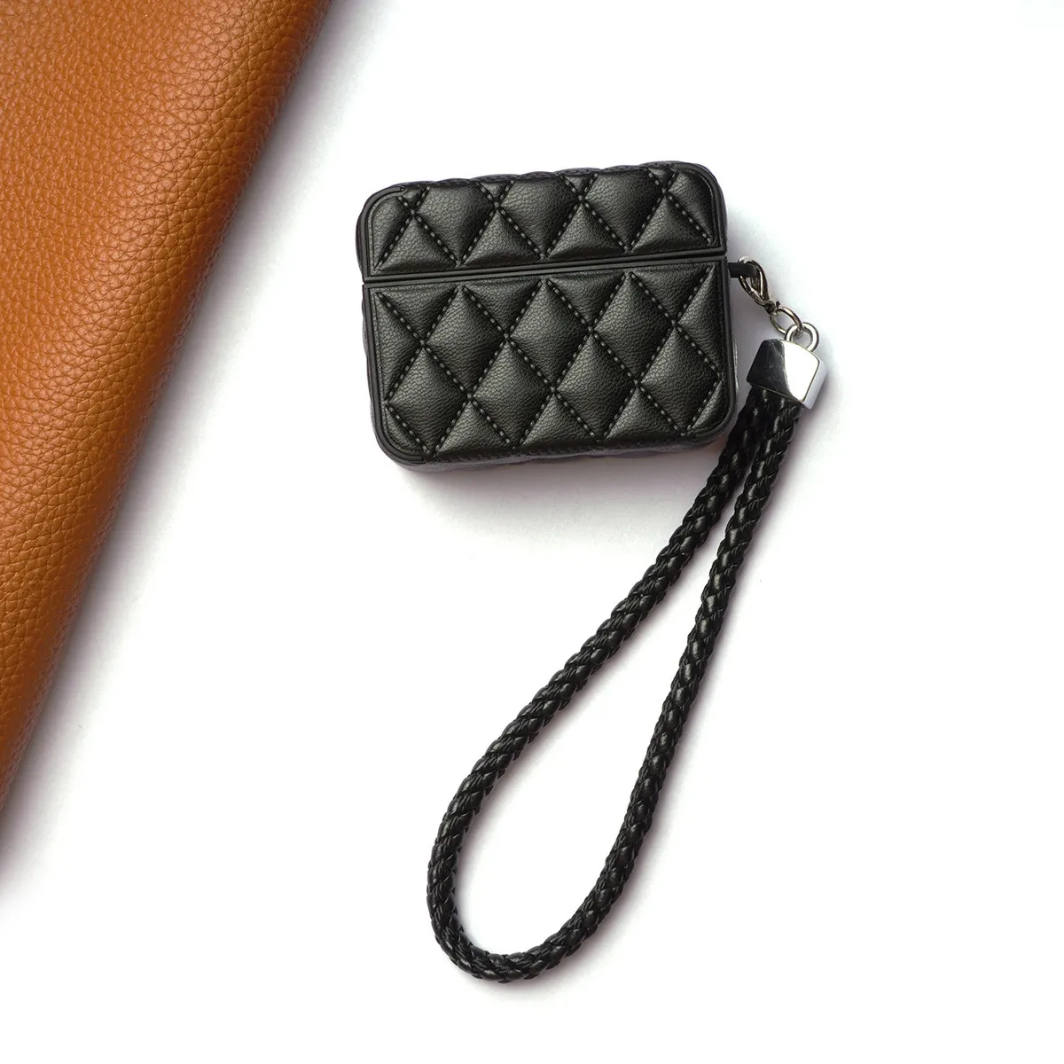 Fashion Solid Color Pu Leather Square Earphone Protective Cover