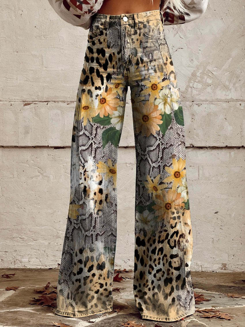 Wholesale Women Fashion Casual Printed High-Waiste Wide Leg
