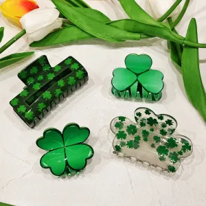 Fashion Acrylic Clover Lucky Grass Hair Grab Clip for Party Festivals
