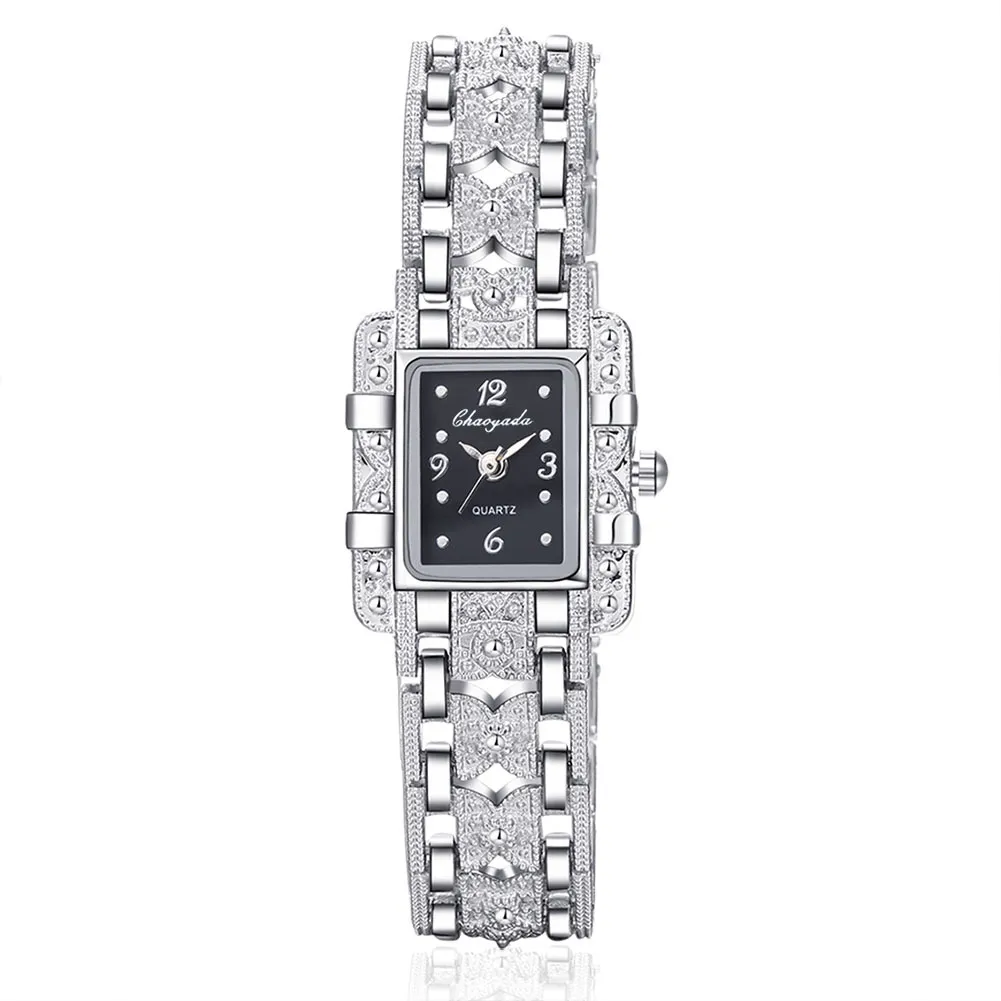 Women Fashion Simple Square Rhinestone Alloy Quartz Watch