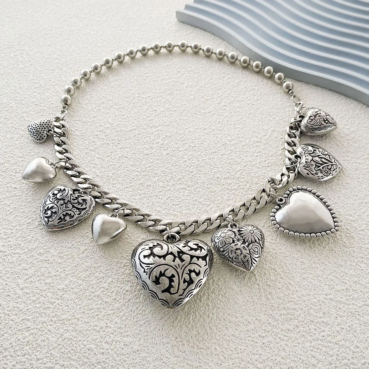 Women Fashion Retro Love Pendant Chain Necklace