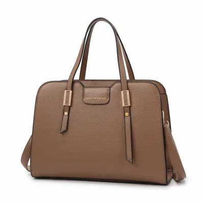 Women Casual Simple Solid Color Large Capacity PU Child-Mother Handbag with Zipper Closure
