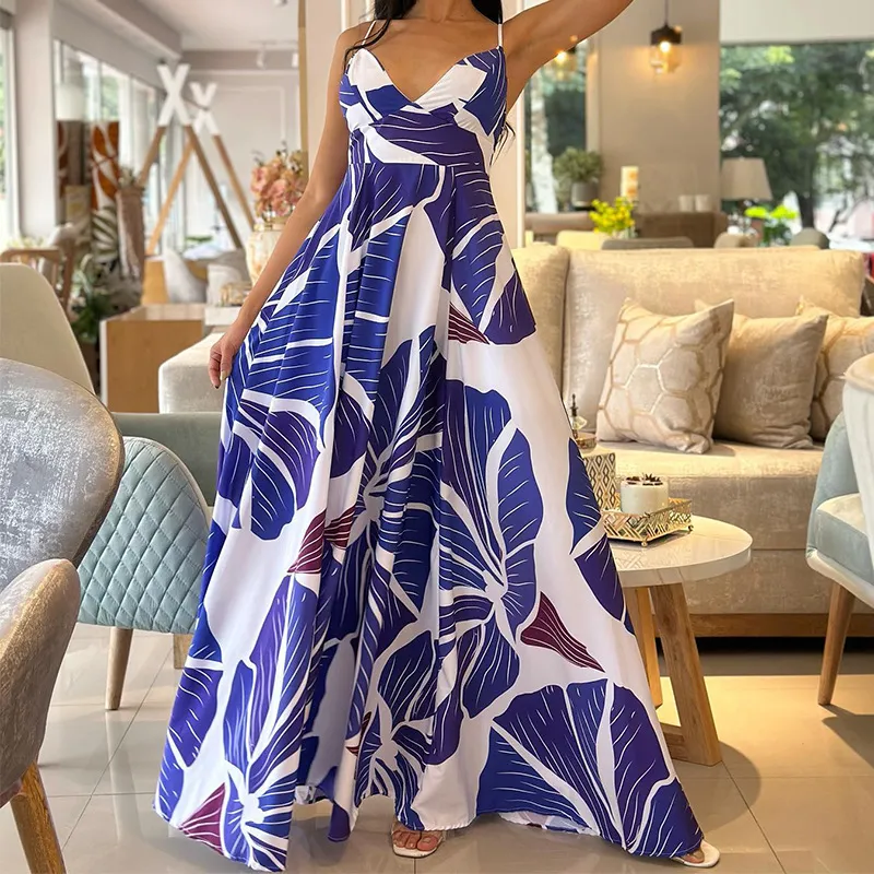 Women Casual Vacation Loose Floral Printed Beach Camisole Dress