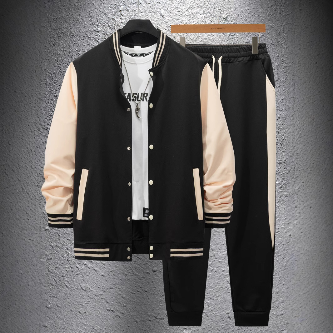 Wholesale Men Casual Contrast Two-Piece Set