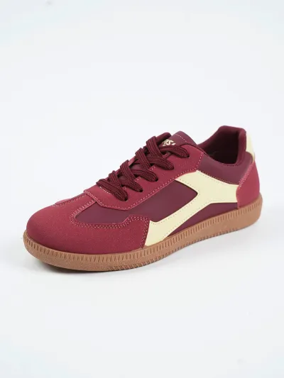 Women's Fashion Color Block Lace-Up German Trainer Sneakers Plus Size