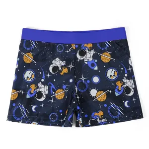 Children Cartoon Print Quick-Dry Swimming Trunks with Tiny Flower Pattern for Boys
