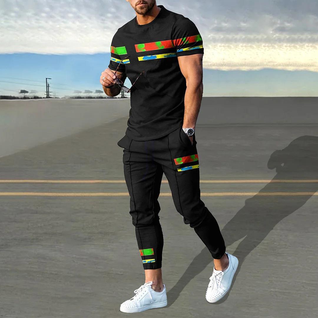 Wholesale Men Casual Digital Print Short-Sleeved T-Shirt