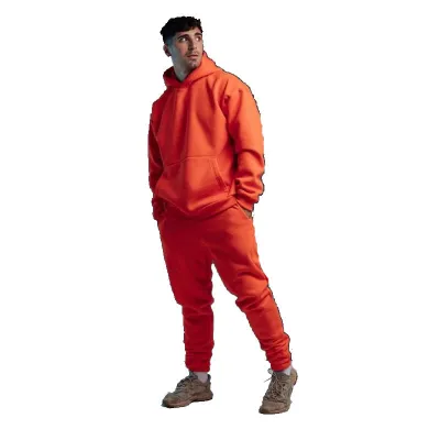 Men Casual Fall Winter Cordless Hoodie and Sweatpants Two-Piece Set