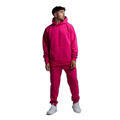 Men Casual Fall Winter Cordless Hoodie and Sweatpants Two-Piece Set
