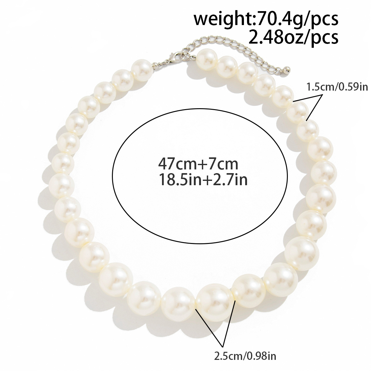 【HYERES LOR】23SS★ H edition White Pearl Bead Necklace Wholesale Men Hip Hop Exaggerated Large Pearl Necklace