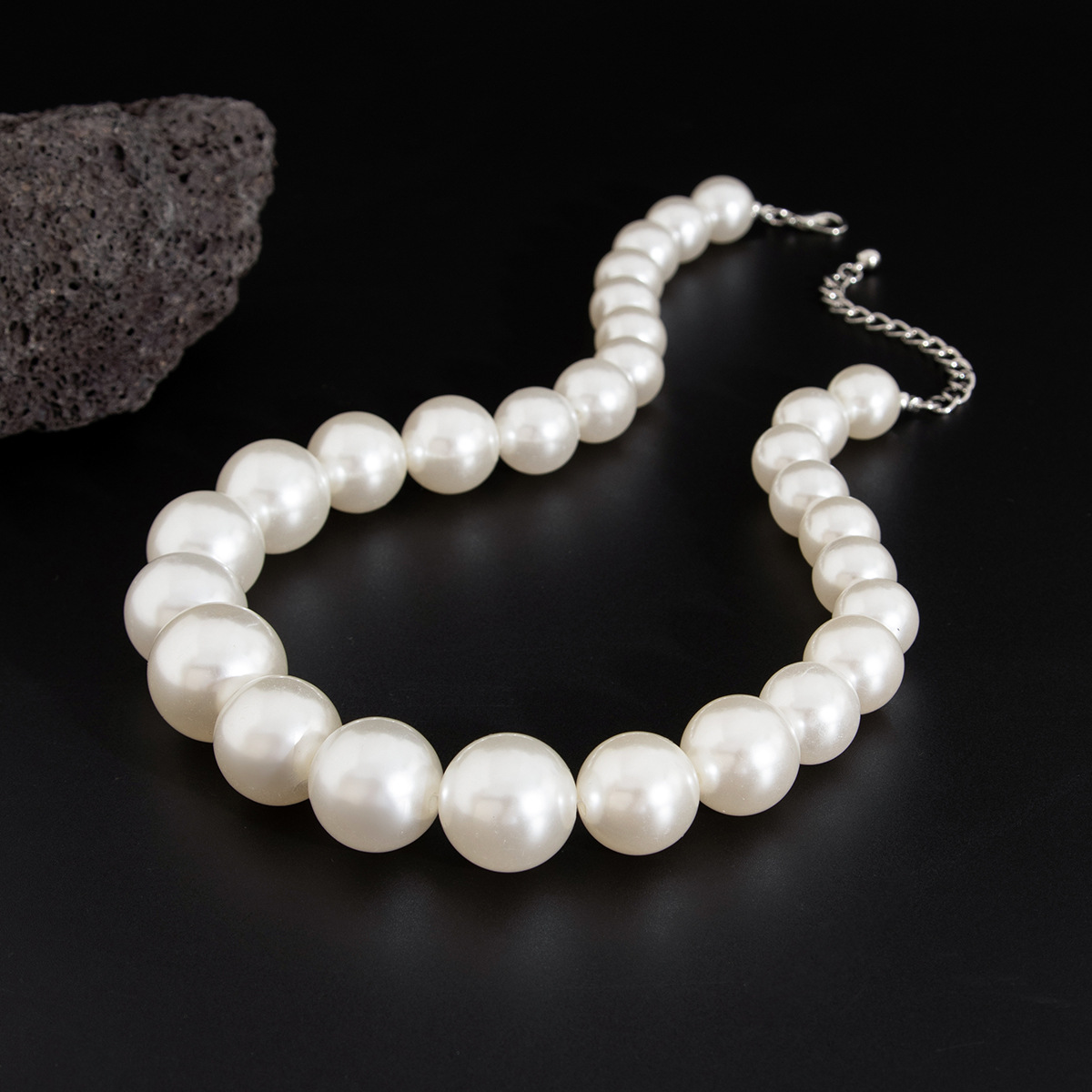 【HYERES LOR】23SS★ H edition White Pearl Bead Necklace Wholesale Men Hip Hop Exaggerated Large Pearl Necklace