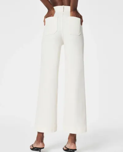 Women Casual Loose Pocket High Waist Wide Leg Jeans