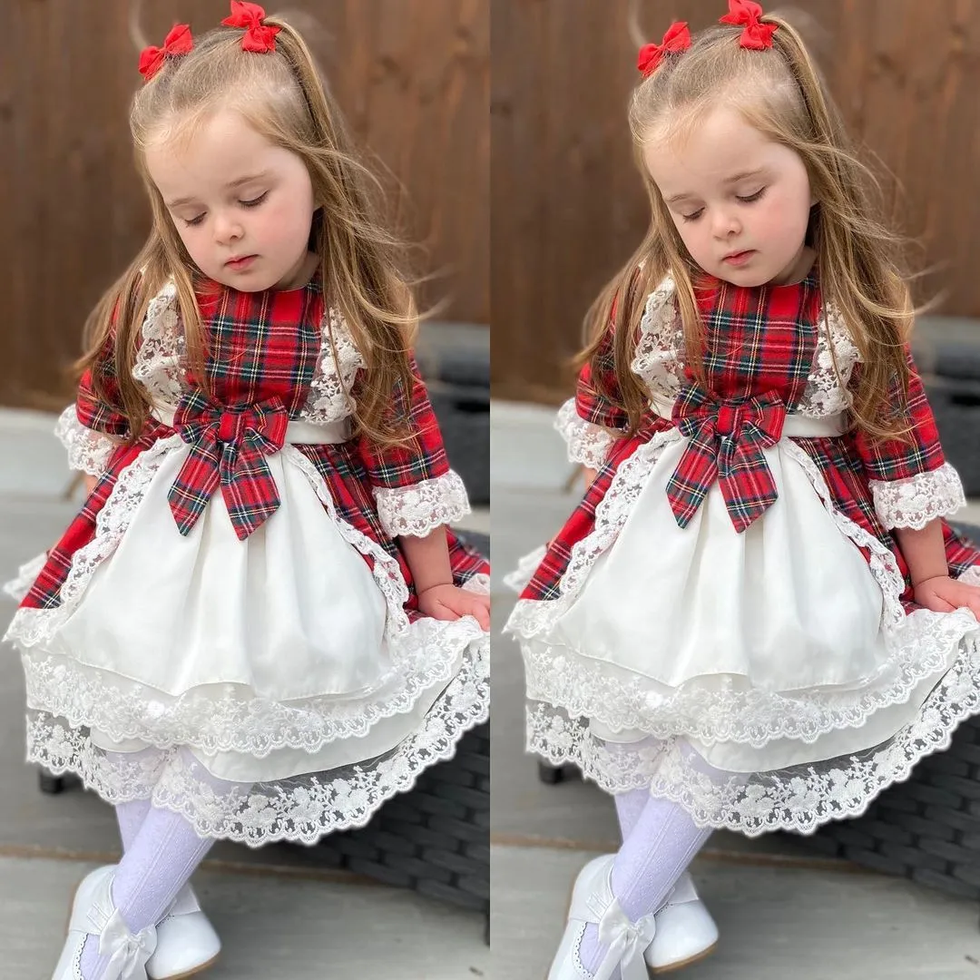 Kids Toddler Girl Lace Bow Princess Cotton Dress