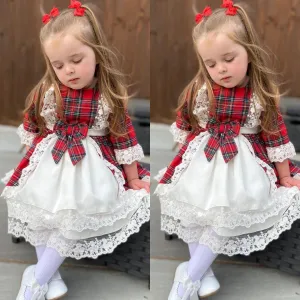 Kids Toddler Girl Lace Bow Princess Cotton Dress