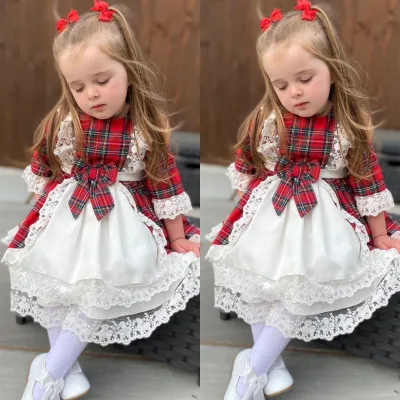 Kids Toddler Girl Lace Bow Princess Cotton Dress