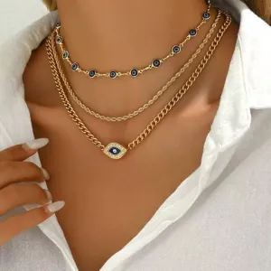Fashion Creative Multi-Layer Evil Eye Alloy Necklace Geometric Styling