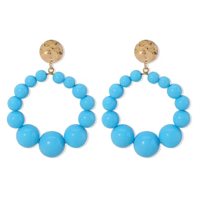Fashion Exaggerated Multicolor Beaded Geometric Drop Earrings