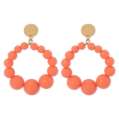 Fashion Exaggerated Multicolor Beaded Geometric Drop Earrings