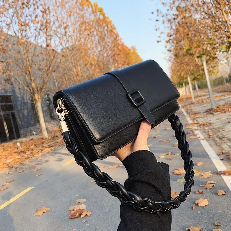 Women Fashion Casual Street Trend PU Small Square Shoulder Bag with Interlayer