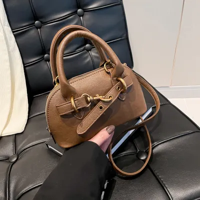 Women Fashion Casual Solid Color Zipper PU Soft Shoulder Bag