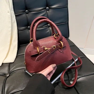 Women Fashion Casual Solid Color Zipper PU Soft Shoulder Bag