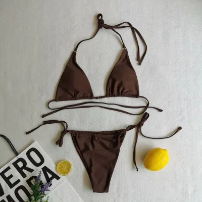 Women Sexy Lace-Up Print Bikini