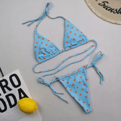Women Sexy Lace-Up Print Bikini