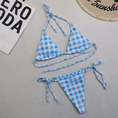 Women Sexy Lace-Up Print Bikini