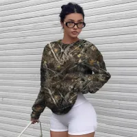 Women Fashion Casual Graphic Printing Round Neck Long Sleeve Sweatshirt