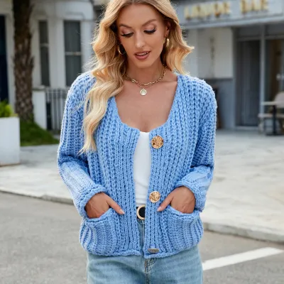 Women Casual Solid Color V-Neck Sleeveless Cardigan Sweater