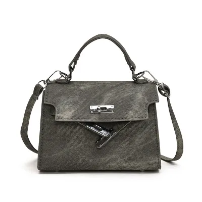 Fashion Flip Denim PU Handbags Small Square Bag Urban Simplicity Soft Zipper